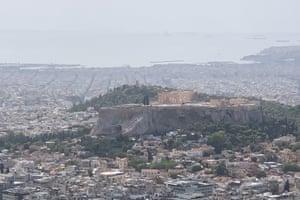 Looking out from Lycabettus Hill in Athens, September 2020