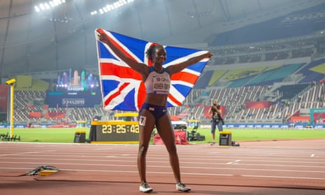 Dina Asher-Smith celebrated her lap of honour in front of empty seats at the world championships in Doha