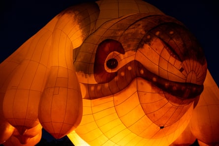 Patricia Piccinini’s Skywhale prepares to take flight over Melbourne.