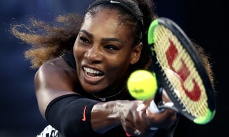 Serena Williams competing in the Australian Open final in 2017