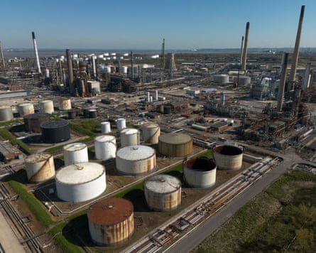 An aerial view of the Stanlow oil refinery