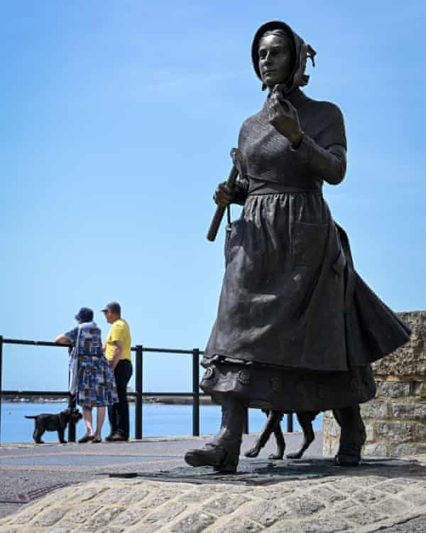 Statue of the fossil hunter Mary Anning in Lyme Regis, Dorset