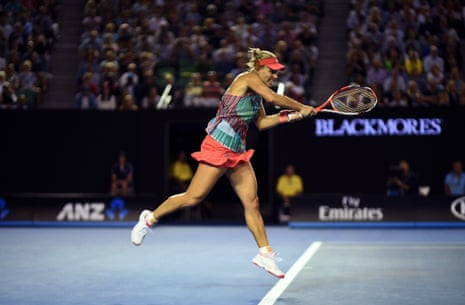 Angelique Kerber makes another return as she leads in the third set.