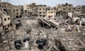 A vue of a devastated neighbourhood in Khan Yunis in the southern Gaza Strip.