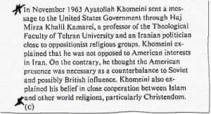 A declassified 1980 CIA analysis titled Islam in Iran, published by the BBC, says Ayatollah Khomeini had reached out to the US in 1963.