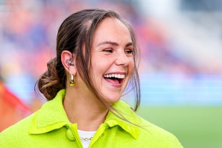 Lieke Martens watches an international friendly between the Netherlands and Finland