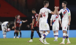Crystal Palace’s Scott Dann, right, and Crystal Palace’s Gary Cahill greet each other after their victory.