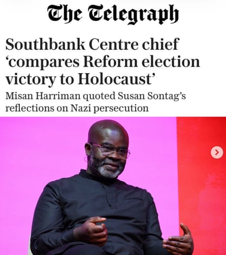 Screengrab of Daily Telegraph report about Misan Harriman