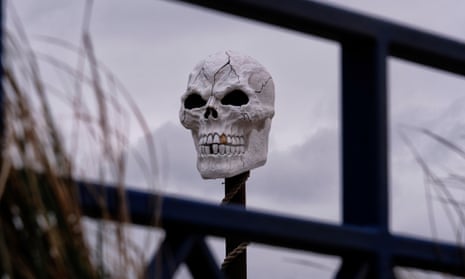 A skull overlooks Mablethorpe beach