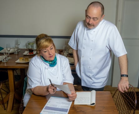 Bev Lee with her colleague Alan Bruce in her bistro in Aberdeen.