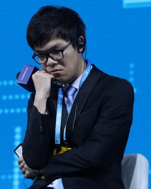 Ke Jie looks glum after his defeat.