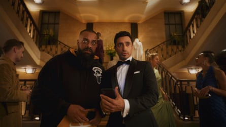 With Guz Khan in new show Bait. Ahmed plays a struggling actor in the running to play James Bond