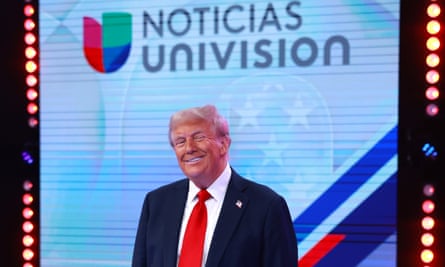 Republican presidential nominee Donald Trump during a Univision Noticias town hall event in Florida.