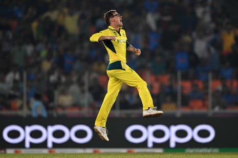 Australia’s Adam Zampa celebrates after taking the wicket of England’s Ben Stokes.