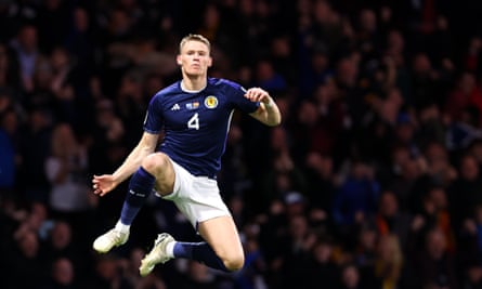 Scott McTominay celebrates after scoring the first goal against Spain