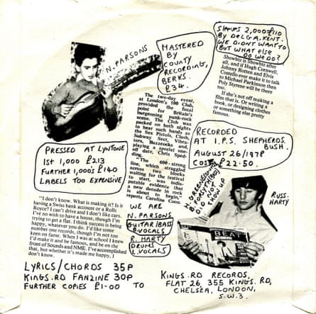 The rear sleeve on Television Personalities’ Where is Bill Grundy Now? single.