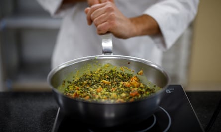 The dal cooking in a pan