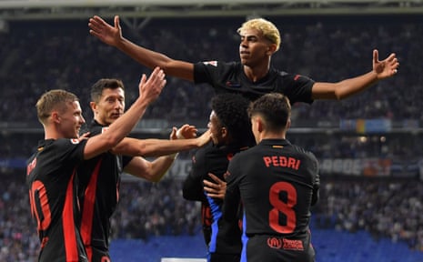 Barcelona crowned La Liga champions after victory over 10-man Espanyol | Barcelona | The Guardian