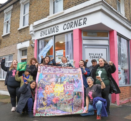 ‘Educate, organise – that’s our motto’ … members of Focus E15 outside Sylvia’s Corner today.