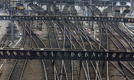 Railway tracks outside King's Cross station in London