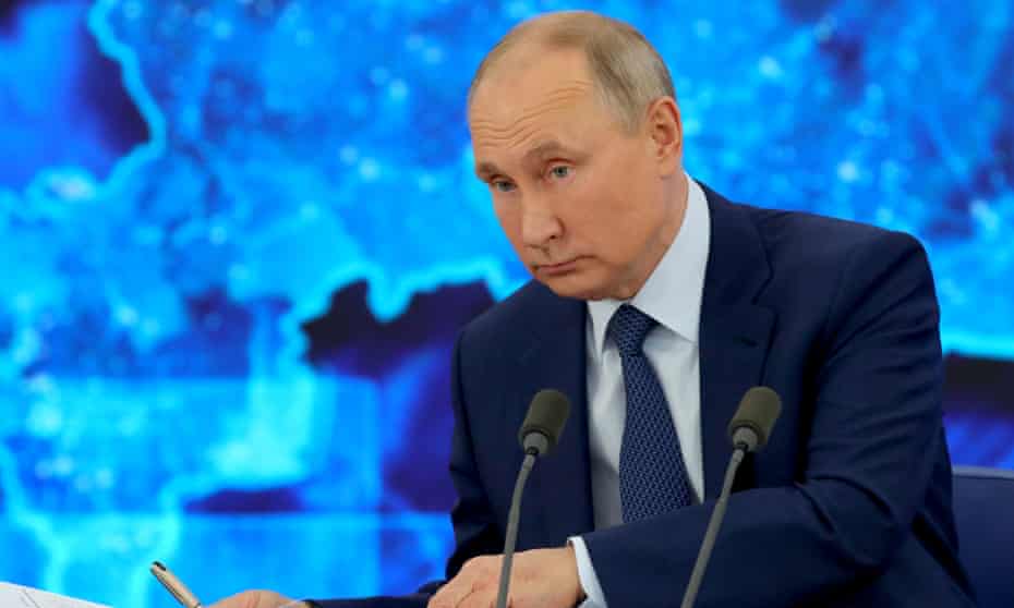 Vladimir Putin gives his annual end-of-year news conference via video link on Thursday.