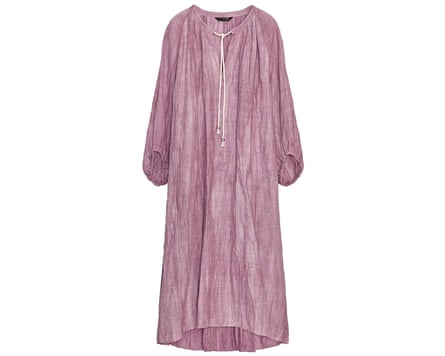 A loose light purple dress with long sleeves