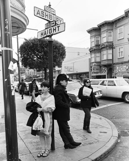 Hippies at the corner of Haight-Ashbury in 1967, the epicenter of the summer of love.