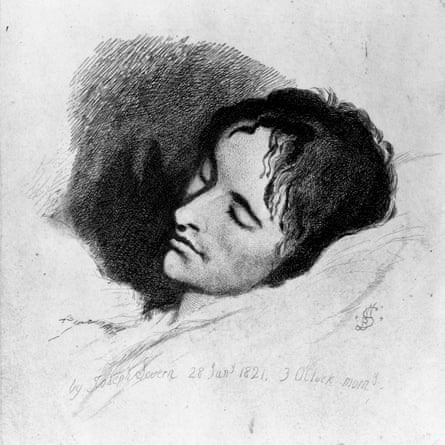 Portrait of John Keats (1795-1821) on his deathbed in Rome, painted by his friend Joseph Severn.