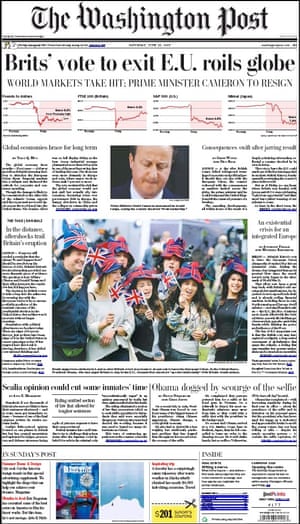 washington Post newspaper newspaper front page 25 June 2016 European Referendum David Cameron resignation