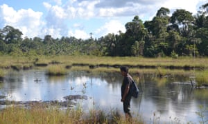 One of the “lakes” of oil, photographed in 2013, in the Pacaya Samiria National Reserve in Peru’s Amazon reported by indigenous organizations.