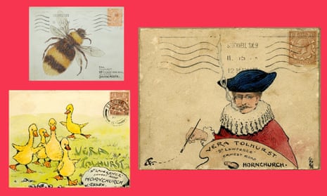 A selection of envelopes painted by Frederick Tolhurst and sent to his children Vera and Reginald.