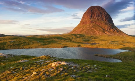 Suilven mountain at sunset in Scottish highland