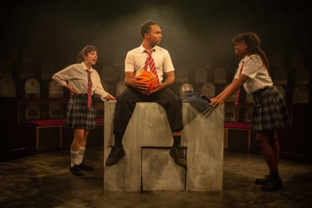Sara Hazemi, Samuel Tracy and Princess Khumalo in Paines Plough’s 2022 production Half-Empty Glasses.