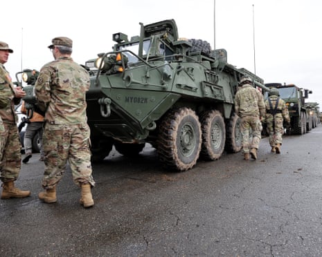 Soldiers of 2nd Squadron, 2nd Cavalry Regiment of the U.S. Army, prepare armoured combat vehicles in Vilseck, Germany.