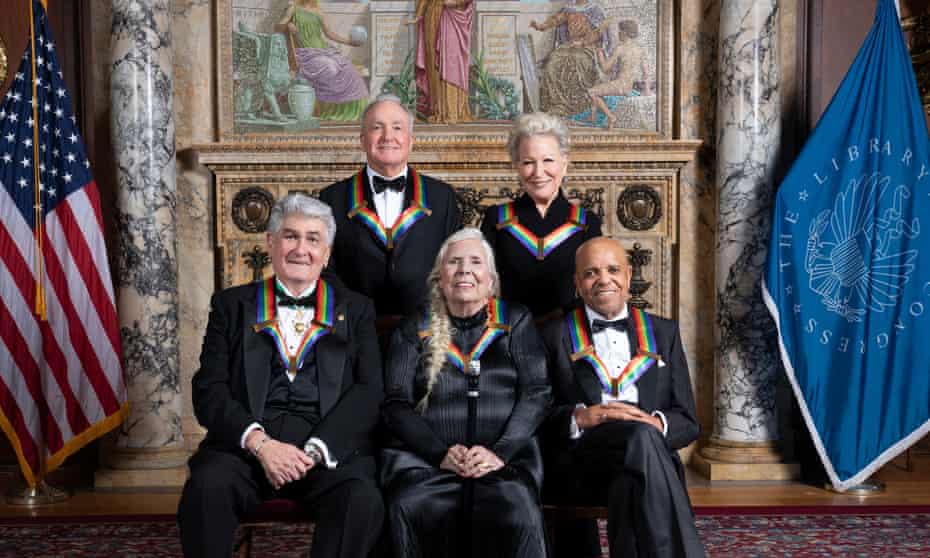 Honorees include (L-R): Justino Díaz, Lorne Michaels,  Joni Mitchell, Bette Midler and Berry Gordy. 