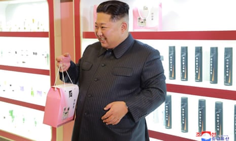 Kim Jong-un visits a cosmetics factory in Pyongyang.