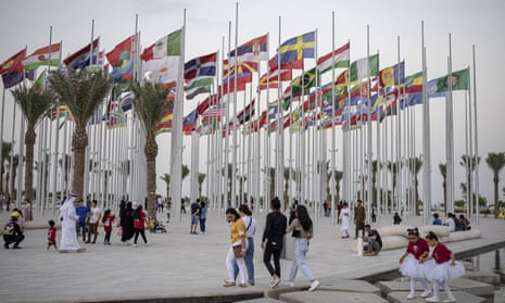 Flags displayed in Doha in preparation for the 2022 World Cup.