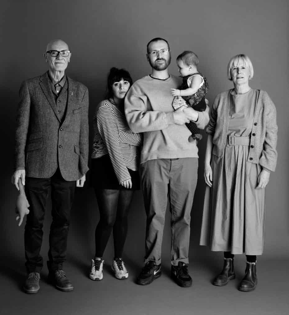 2021: Frank and Sue, 66, with Eddie, 30, his partner and their baby.