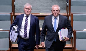Prime minister Scott Morrison (right) and his deputy, Michael McCormack, in parliament