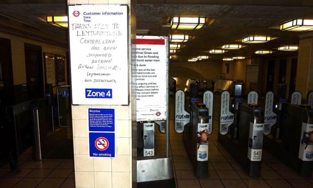 No service on the Central line due to flooding