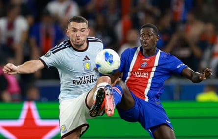 John McGinn in action for Aston Villa against Paris Saint-Germain in the Uefa Super Cup Final.