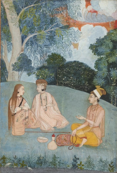 A woman visiting two Nath yoginis, North India, Mughal, c1750.