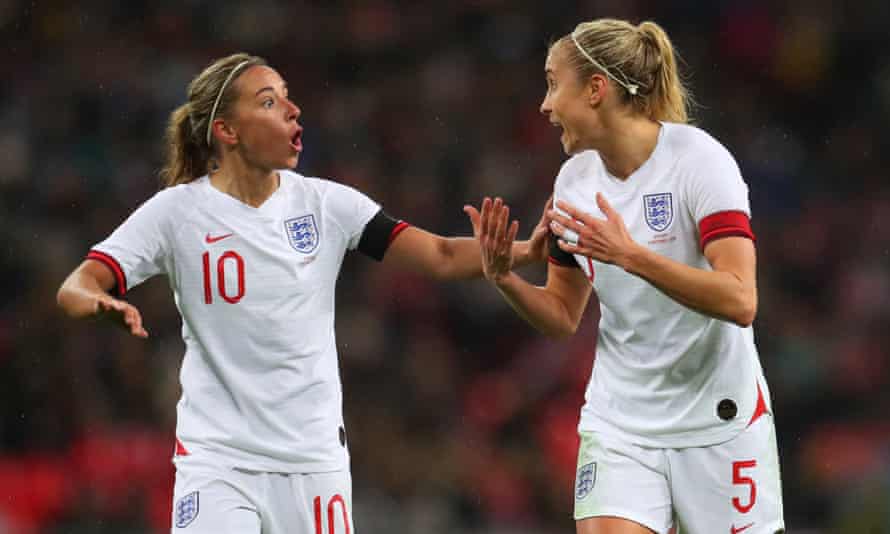 Jordan Nobbs and the currently injured Steph Houghton, pictured here in November 2019, are among the England players from the north-east.