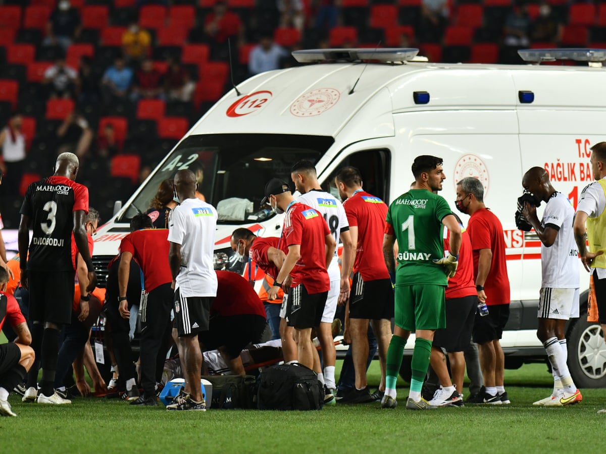fabrice n sakala of besiktas recovering in hospital after on field collapse besiktas the guardian