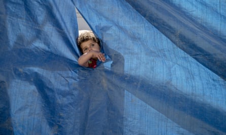 A child in Baharka IDP Camp on the outskirts of Erbil, Kurdistan, Iraq