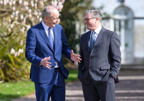 Prime minister Keir Starmer and and taoiseach MicheĂĄl Martin walk the garden at Fota house in Cork, Ireland.