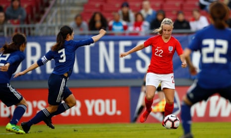 Beth Mead cuts inside before belting the ball into the back of the net for England’s third.