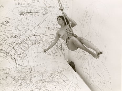 Carolee Schneemann performing Up to and Including Her Limits in Berlin in 1976.