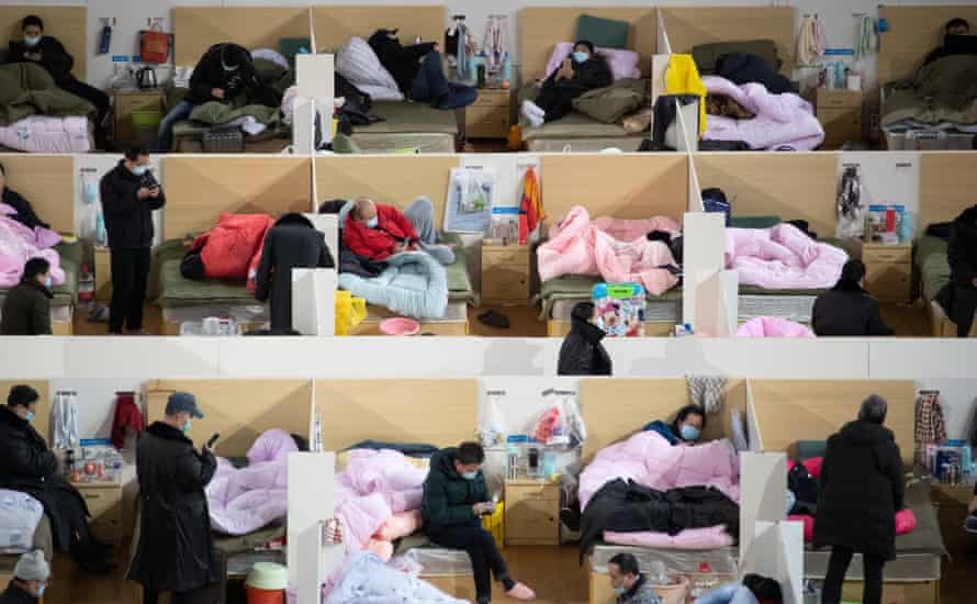 a makeshift hospital soon after the crisis struck Wuhan, China.