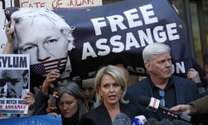 Kristinn Hrafnsson, editor of WikiLeaks, right, and barrister Jennifer Robinson speak to the media outside Westminster magistrates court, where Julian Assange was appearing on Thursday.